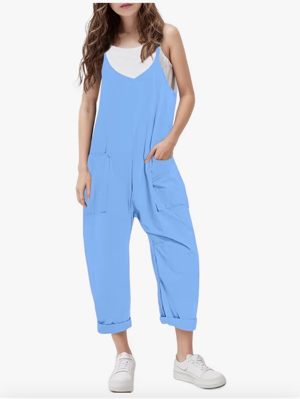 Casual Light Blue girls Relaxed Jumpsuit